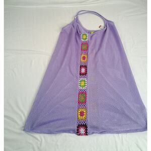 No Boundaries Purple Mesh Crochet Swim Cover Up Dress Girls M (7–9)